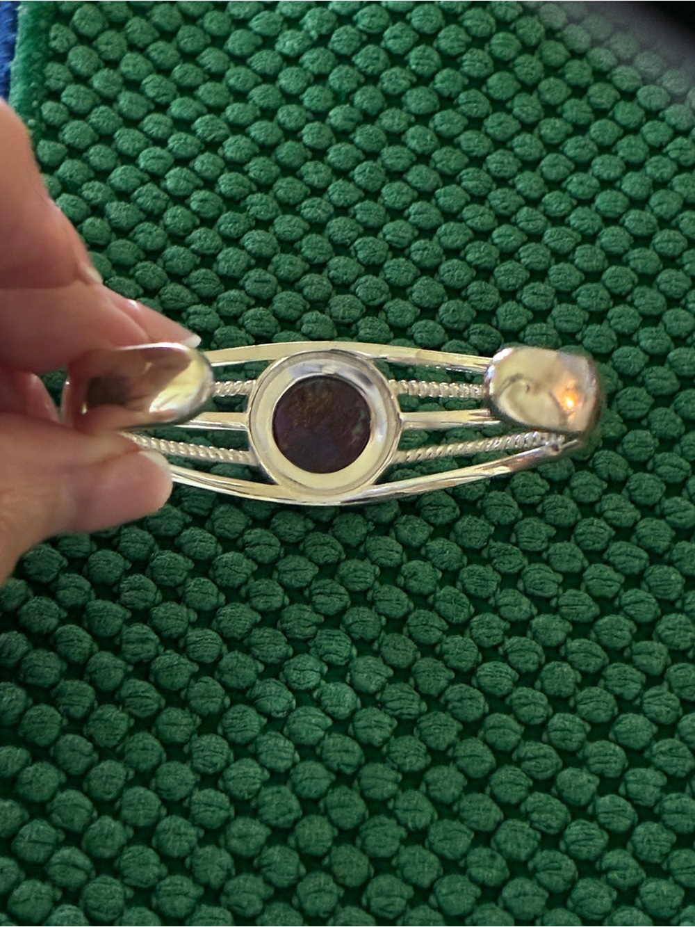 Silpada’s Sterling Silver Cuff Bracelet with Amethyst Round Stone . New